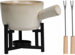 Home Styling Collection Kolekce pro domácí styling Sada na sýrové fondue, porcelánový hrnec, 2 vidličky