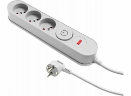 Plastrol Prodlužovací lišta Filtr W-00013 s přepěťovou ochranou, tři zásuvky, vypínač, šedá