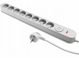 Plastrol Prodlužovací lišta Filtr W-00026 s přepěťovou ochranou, osm zásuvek, vypínač, šedá