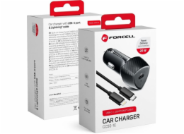 ForCell Nabíječka FORCELL F-ENERGY Carbon CC50-1C Autonabíječka Typ C + Kabel Typ C na Lightning PD 3A 20W Černá