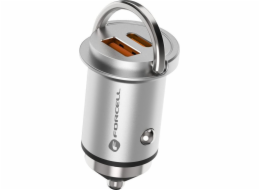 ForCell Nabíječka F-ENERGY Mini autonabíječka Typ C + USB A PD QC3.0 3A 20W stříbrná