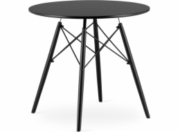 Leobert Kulatý stůl 80cm dřevěný moderní - černý / černé nohy 80cm
