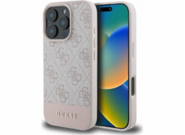 Guess Guess GUHCP16LG4GLPI tvrdý kryt pro iPhone 16 Pro 6.3 růžový/růžový 4G se spodním proužkem