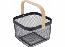 Storage Solutions Kovový košík s dřevěnou rukojetí, 25 x 24,5 x 18 cm