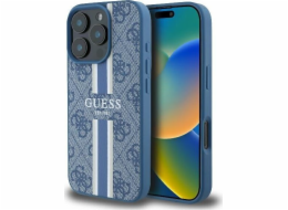 Guess Guess GUHMP16LP4RPSB pevný kryt pro iPhone 16 Pro 6.3 modro/modrý 4G potiskem pruhů MagSafe
