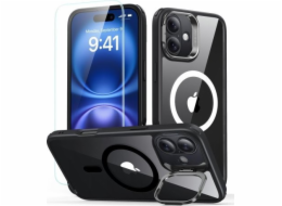 ESR ESR Classic Hybrid Kickstand Halolock MagSafe Case Set + Tvrzené sklo pro iPhone 16 - Černá
