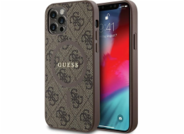 Guess Guess GUHMP12MG4GFRW Pouzdro na iPhone 12/12 Pro 6.1 hnědé/hnědé, kožené, kovové, s logem a MagSafe 4G