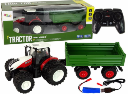 LeanToys Dálkově ovládaný traktor s přívěsem 1:24 Červeno-zelený