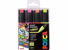 UNI-BALL POSCA PC-8K Oranžová, Růžová, Červená, Žlutá 4 ks.