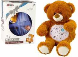 LeanToys Plyšový medvídek světýlka, zvuky, noční a denní režim, hnědý