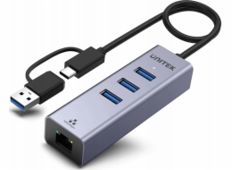 Unitek USB HUB Unitek Hub USB C 4v1 Ethernet 3 x USB A 5 Gbps s adaptérem USB A
