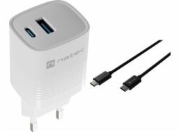 Natec Nabíječka Ribera 1x USB-A 1x USB-C 3 A (NUC-2140) + kabel USB-C - USB-C 2 m černá