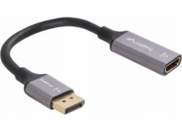 Lanberg Adaptérový kabel Displayport (M) -> HDMI (F) 8K na 20cm stříbrném kabelu