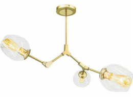 Mdeco Závěsná lampa Nastavitelná stropní lampa ELM1962/3 GOLD-TR Skleněné svítidlo MDECO modernistická chemie zlatá průhledná