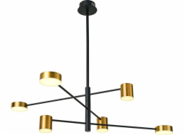 Italux Závěsná lampa Stropní lampa modernistická REMDAL PND-16374-6-BK-GD-4K Italux kovové SVÍTIDLO molekuly LED 36W 4000K tyčinky černá zlatá