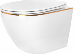Rea Závěsná toaleta Carlo bílá Mini Flat Gold Edge