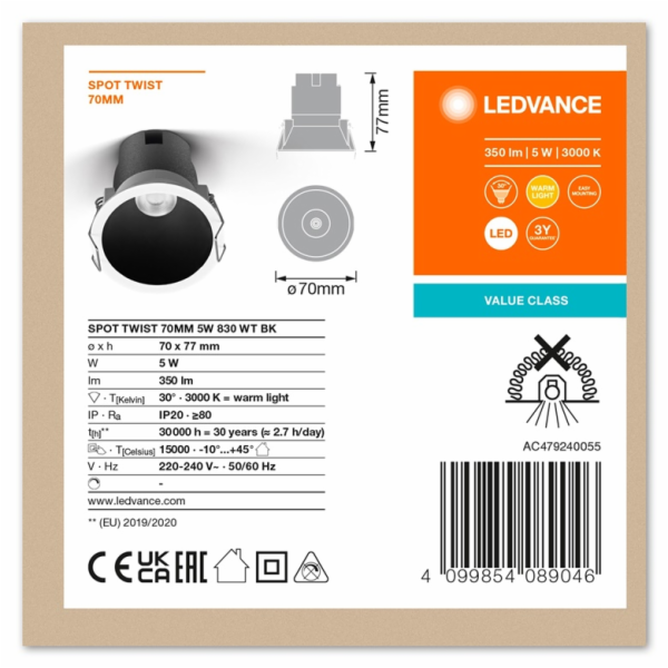 Vestavné svítidlo Ledvance Twist TWIST, 5W, 3000°K, LED