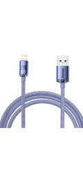 Baseus Crystal Shine kabel USB na Lightning, 2,4A, 2m (fialový)