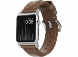 Nomad Řemínek NOMAD Tradiční kožený hnědý 42mm / 44mm konektor stříbrný
