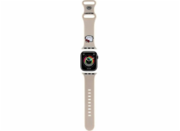 Hello Kitty Řemínek Hello Kitty HKAWMSCHBLE pro Apple Watch 38/40/41mm béžový/béžový silikonový řemínek s hlavou koťátka