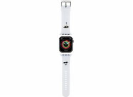 Karl Lagerfeld Řemínek Karl Lagerfeld KLAWMSLKCNH Apple Watch 38/40/41 mm bílý/bílý řemínek 3D Gumové hlavy Karl&Choupette