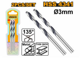 Ingco DBT1200024 Vrták do kovu HSS, sada 2ks, 2mm