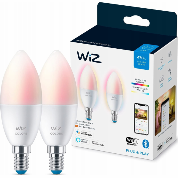 WiZ LED 2xE14 C37 8719514551336 RGB