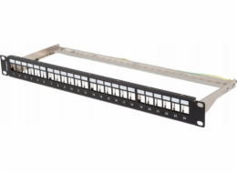 Lanberg Prázdný patch panel 24 portů 1U 19" FTP pro Keystone moduly, černý