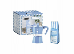 Bialetti Moka Express 3tz Sada kávovar + mandlová káva 250 g modrá