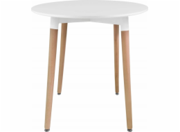 Leobert Kulatý stůl KAMI 80 cm - bílý / přírodní nohy