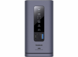 Dokovací stanice 10v1 Baseus Spacemate 100W 2xUSB-C, 4xUSB, 2xHDMI, 1xRJ45, 3,5mm jack šedá