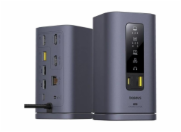 Dokovací stanice 11v1 Baseus Spacemate 100W 2xUSB-C, 4xUSB, 3xHDMI, 1xRJ45, 3,5mm jack šedá