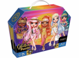 Trefl Puzzle 70 dílků třpytivých v krabičce Glitter Dolls Rainbow High