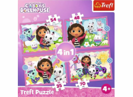 Trefl 4v1 Puzzle Gabiina dobrodružství Gabiin kočičí domeček
