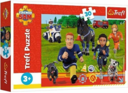 Trefl 30dílné puzzle Připraveni pomoci hasiči Samovi