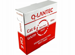 Q-Lantec Síťový kabel U/UTP kat. 6, kroucená dvojlinka, PVC, Eca 4PR, 1 Gb/s (10 Gb/s až 55 m), 10letá záruka, šedý, 100 m - Q-LANTEC