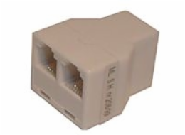 Redukce telefonní zdířka/ 2xzdířka 6p-4c