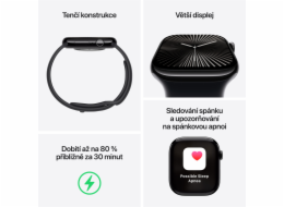 Apple Watch S10 Cell/42mm/Slate Grey/Sport Band/Black/-M/L