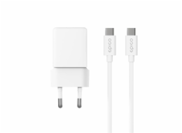 iStores by Epico Ultraboost GaN 20W síťový adaptér EA20 s 1,2m USB-C na USB-C kabelem - bílá