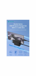 Deví síťová nabíječka Rocket Series PD Quick Charger 45W + Cable - Black