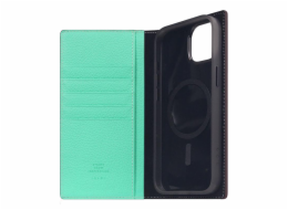SLG Design pouzdro D8 Neon Full Grain Leather Diary pro iPhone 15 Plus - Teal