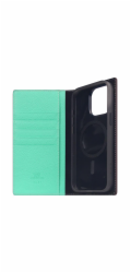 SLG Design pouzdro D8 Neon Full Grain Leather Diary pro iPhone 15 Pro Max - Teal