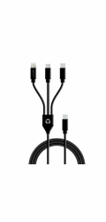 Le Cord kabel USB-C 3 in 1 multikabel vyrobený z recyklovaného plastu 1.2m - Black