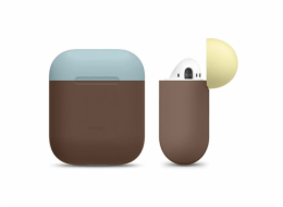 Elago Airpods Silicone Duo Case - Dark Brown/Blue,Yellow