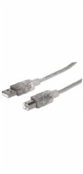 Manhattan USB-A – USB-B kabel USB 1,8 m stříbrný (333405)
