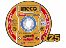 Ingco MCD11011525 Kotouč řezný kov 115x1,2x22,2mm, sada 25ks