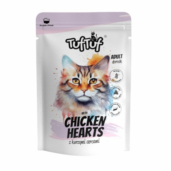TUF TUF with chicken hearts - mokré krmivo pro kočky - 100g