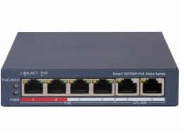 Hikvision DS-3E1106P-EI/M, 4portový Fast Ethernet, Smart PoE switch