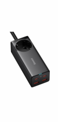 Baseus Rychlonabíječka do sítě GaN3 Pro, 2x USB-C, 2x USB + AC 100W s kabelem USB-C/USB-C černá