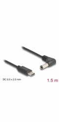 Delock Napájecí kabel z konektoru USB Type-C™ na stejnosměrný konektor 5,5 x 2,5 mm, pravoúhlý, 1,5 m